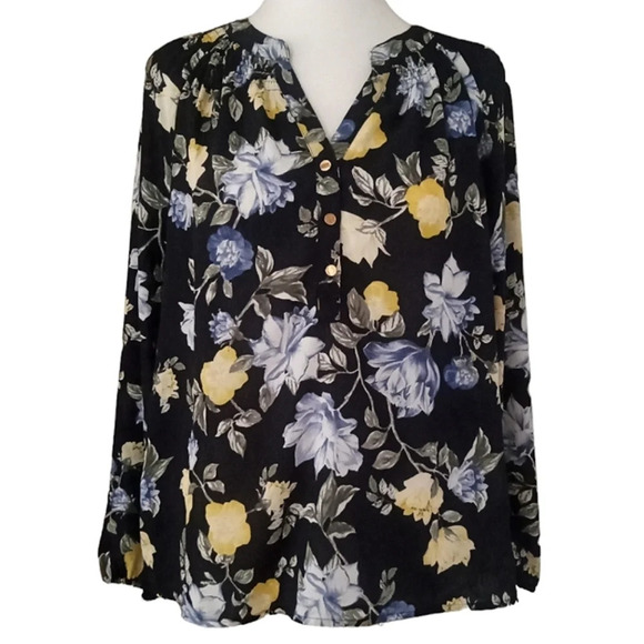 Charter Club Bright RoseFloral Peasant Style Top Semi Sheer Size Small - Picture 2 of 8
